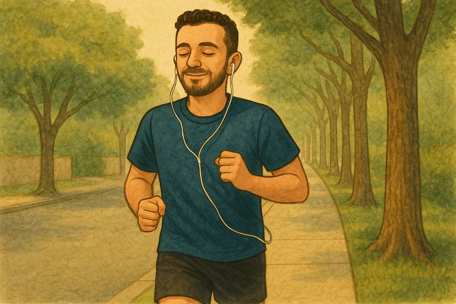 Jogging dans une rue paisible