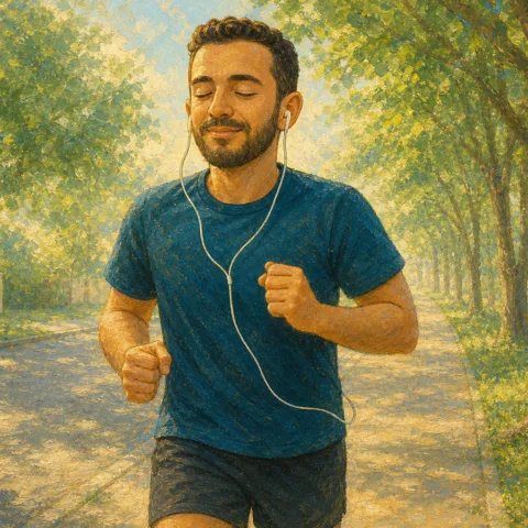 Jogging down a quiet street