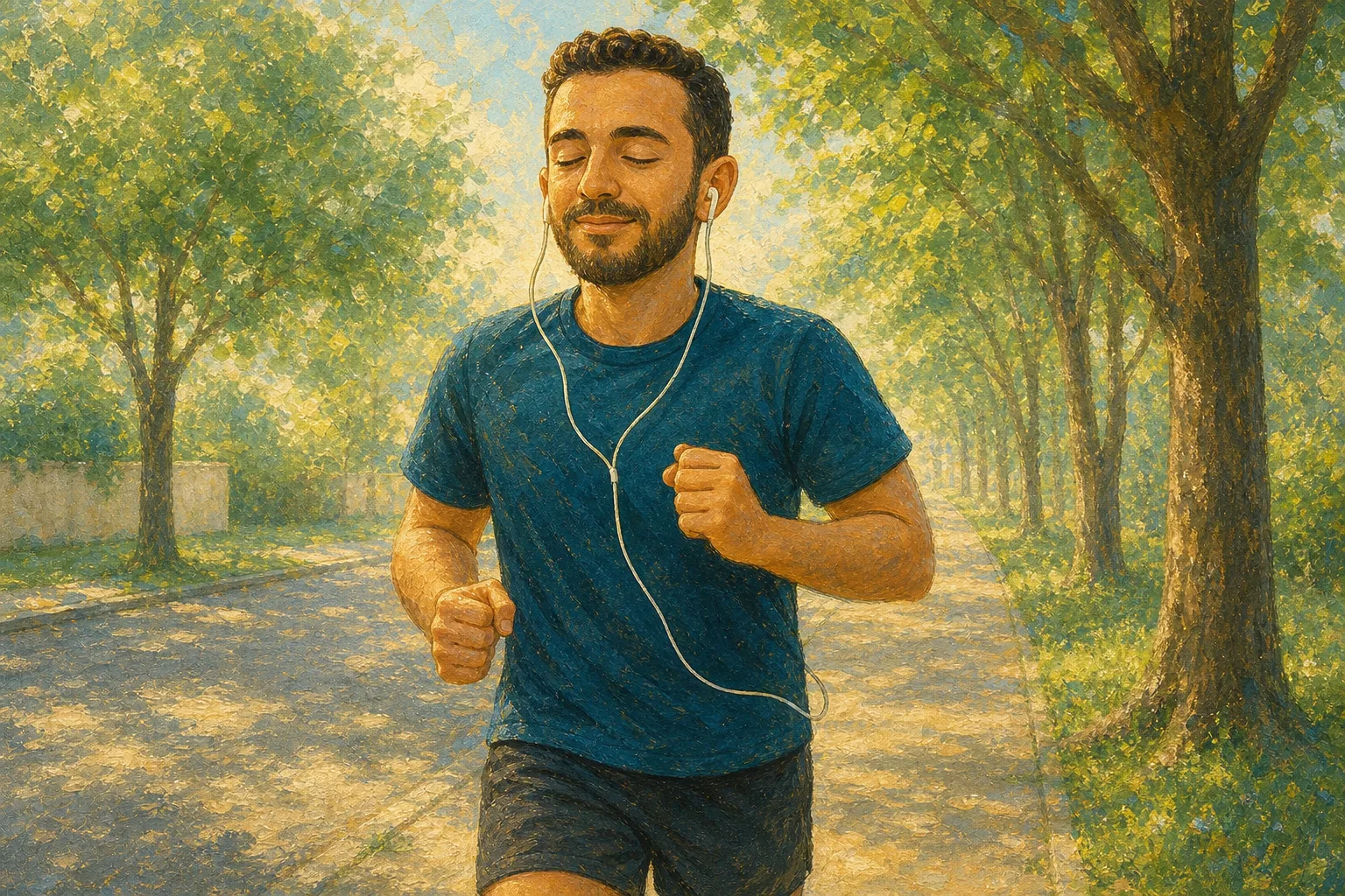 Jogging down a quiet street