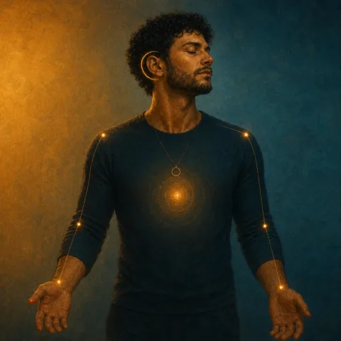 Representation of a man and the invisible senses