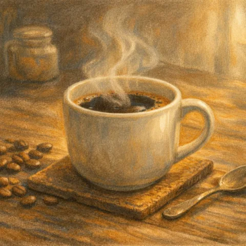 Illustration of a hot cup of coffee