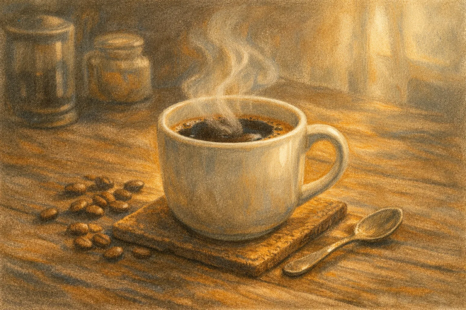 Illustration of a hot cup of coffee