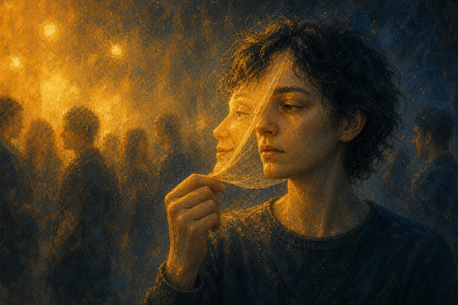 Illustration of a person removing their mask
